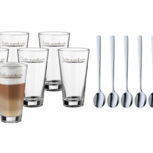 232603 latte macchiato glass clever more set of 12 pcs 12 coffee spoons wmf - لیوان 12 پارچه دبلیو ام اف مدل WMF Barista Latte Macchiato Glass
