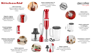 Blender reczny z akcesoriami Empire Red KitchenAid 5KHBV83EER opis i cechy - گوشتکوب برقی کیچن اید قرمز مدل 5KHBV83