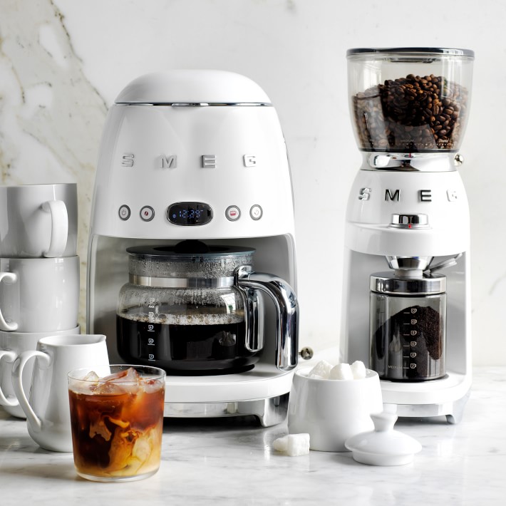 smeg coffee grinder o - قهوه ساز سفید اسمگ مدل DCF02WH