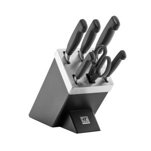 سرویس چاقوی 7 پارچه زولینگ آلمان با استند چوبی خاکستری/ مشکی