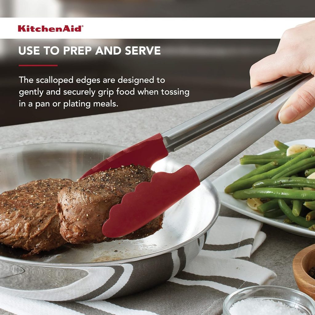 6 22 - انبر استیل سیلیکون کیچن اید رنگ قرمز